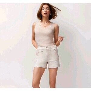 NWT White House Black Market Ruched Side Tank Medium Tan Heather Biscotti Gold